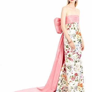 ISO Oscar de la Renta Pink and Floral Maxi Dress